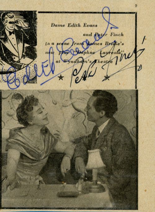 (Dame Edith, 1888-1976, Actress) with Peter FINCH (1916-1977, Actor) — Sophie Dupré Autographs