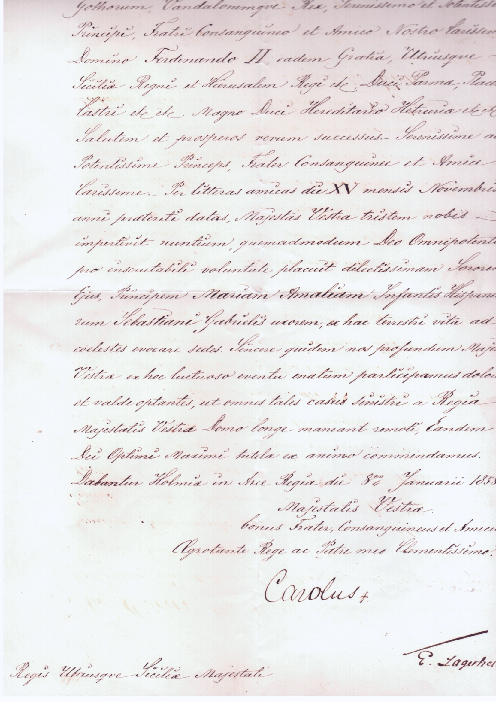 (1826-1872, King of Sweden and Norway from 1859) — Sophie Dupré Autographs