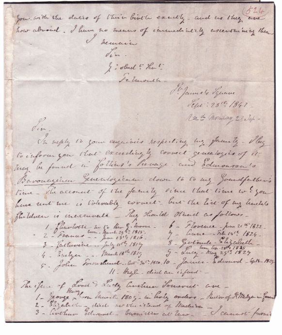 (George Henry Boscawen, 1811-1852, from 1841 2nd Earl of) — Sophie Dupré Autographs