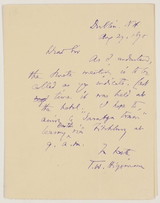 (Thomas Wentworth, 1823-1911, American Writer and Soldier) — Sophie Dupré Autographs
