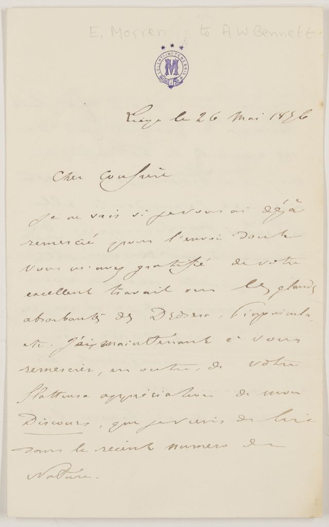 (Edouard, 1833-1886, Professor of Botany at the University of Liège, Belgium) — Sophie Dupré Autographs
