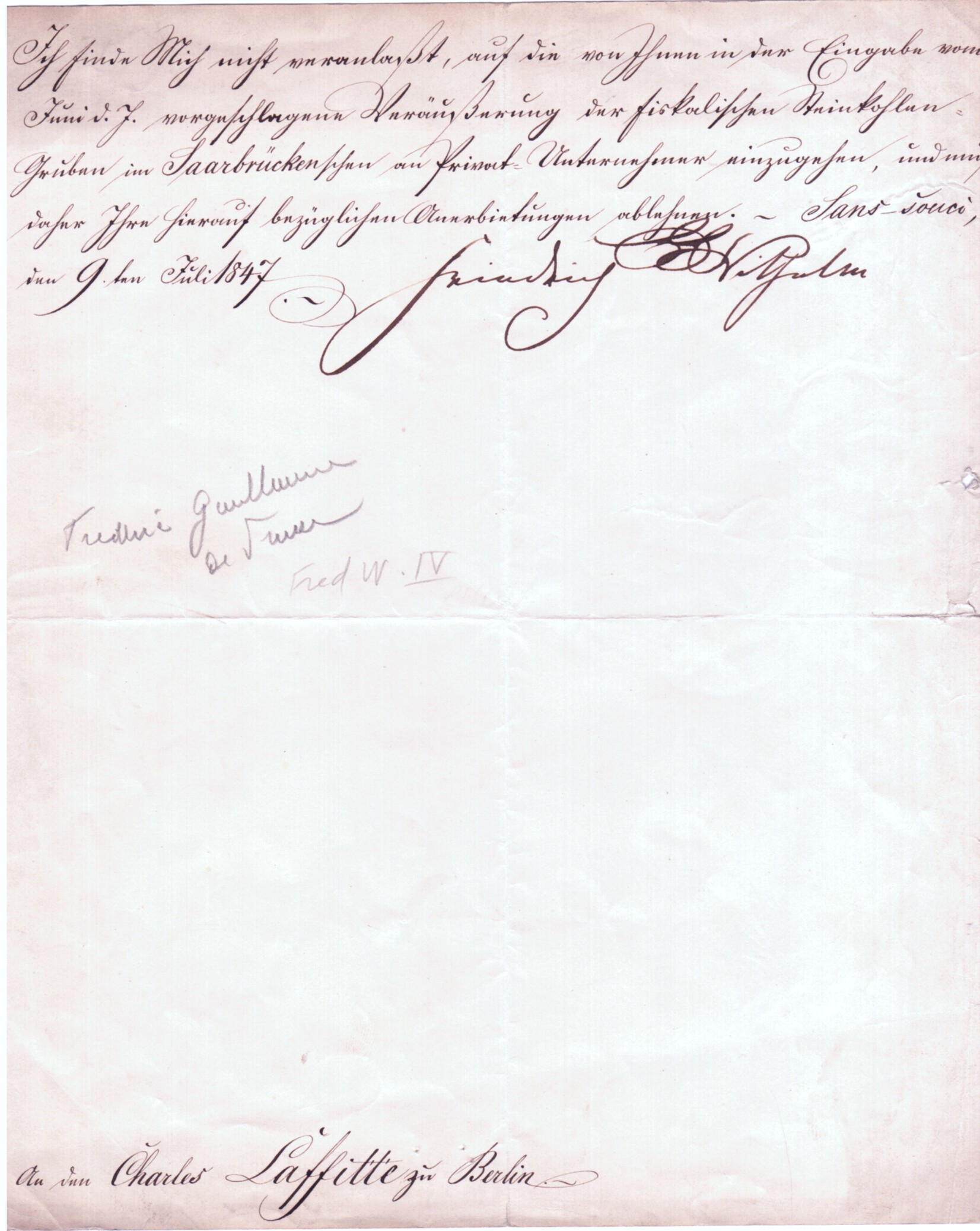 (1795-1861, from 1840 King of Prussia) — Sophie Dupré Autographs