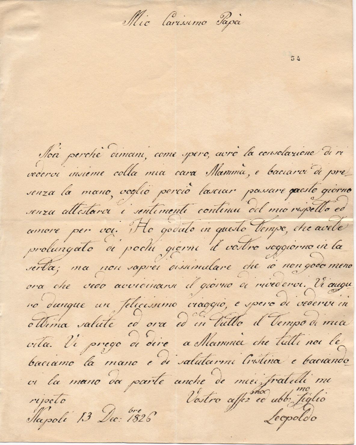 (1813-1860, Count of Syracuse, 4th Son of Francesco I of the Two Sicilies) — Sophie Dupré Autographs