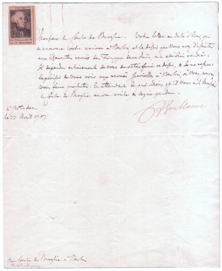 (1744-1797, from 1786 King of Prussia) — Sophie Dupré Autographs