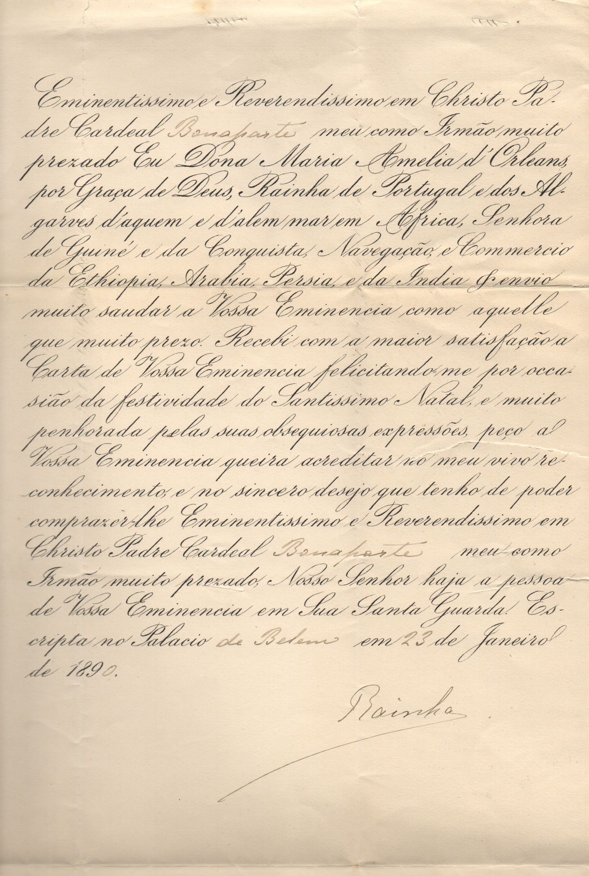 (1864-1951, Queen of Carlos I (1863-1909) from 1889 King of Portugal) — Sophie Dupré Autographs