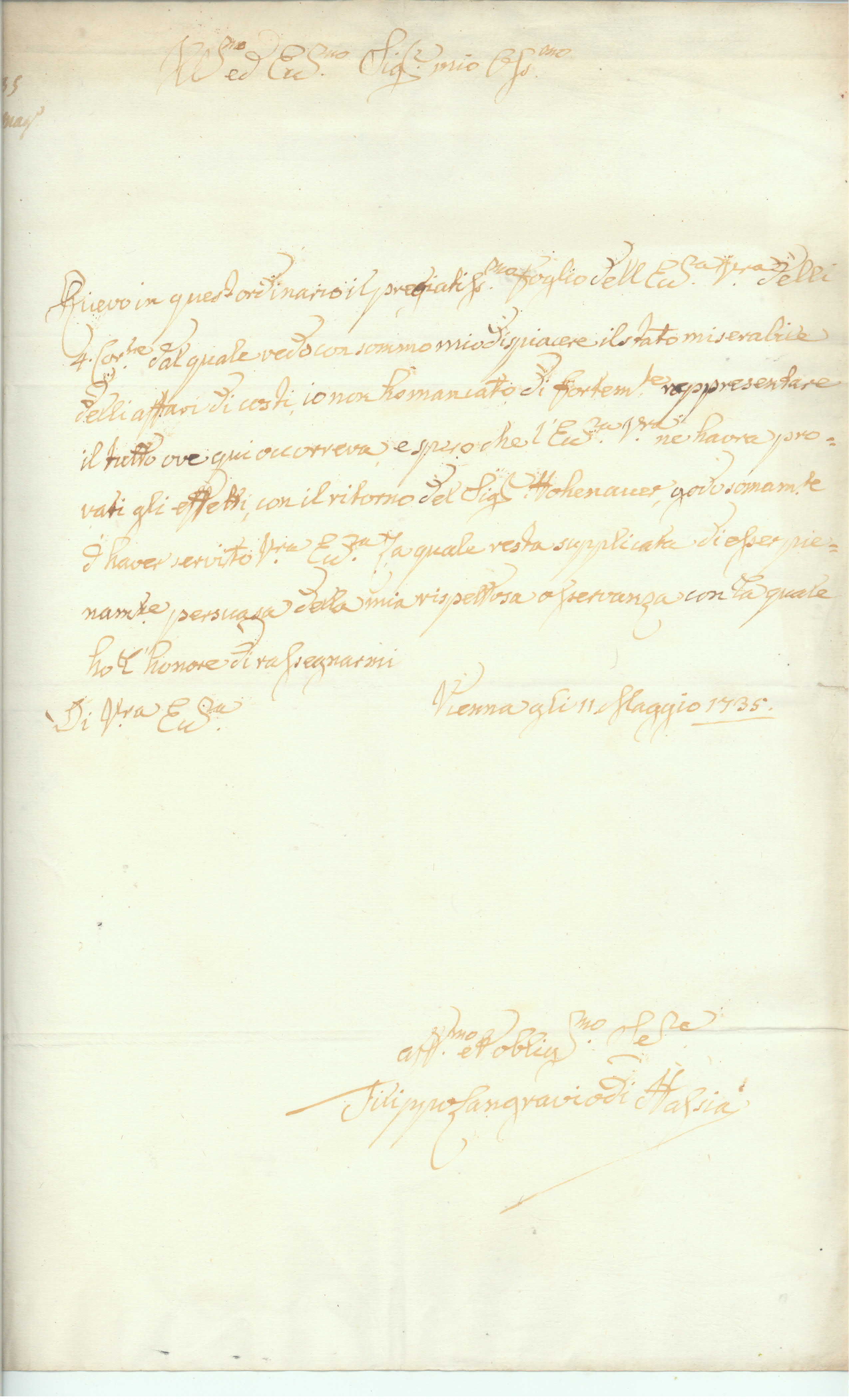 (Prince, 1671-1736, 14th and youngest child of Ludwig VI [1630-1678, from 1661 Landgrave of Hesse-Darmstadt], Austrian General) — Sophie Dupré Autographs