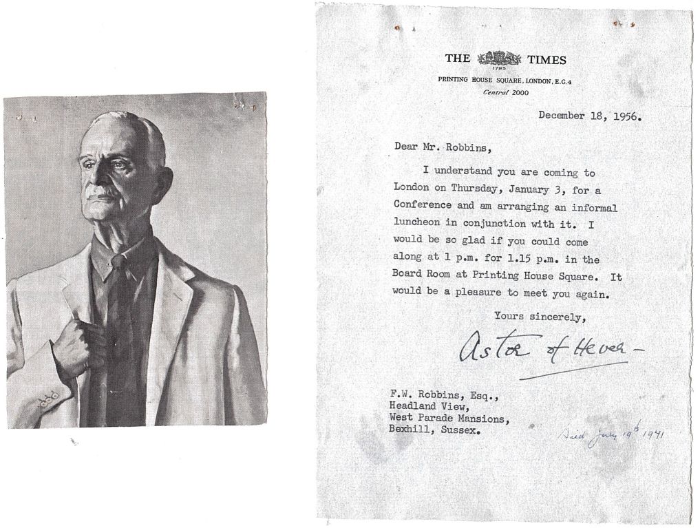 (John Jacob, 1886-1971, 1st Baron Astor of Hever, Publisher) — Sophie Dupré Autographs