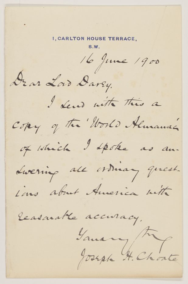 (Joseph Hodges, 1832-1917, Lawyer and Orator, U.S. Ambassador to Great Britain 1899-1905) — Sophie Dupré Autographs