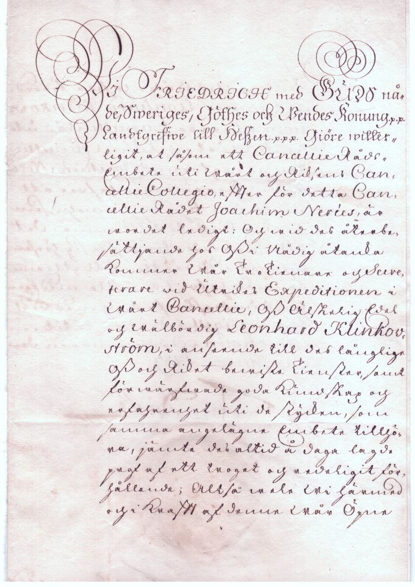 (1676-1751, from 1720 King of Sweden) — Sophie Dupré Autographs