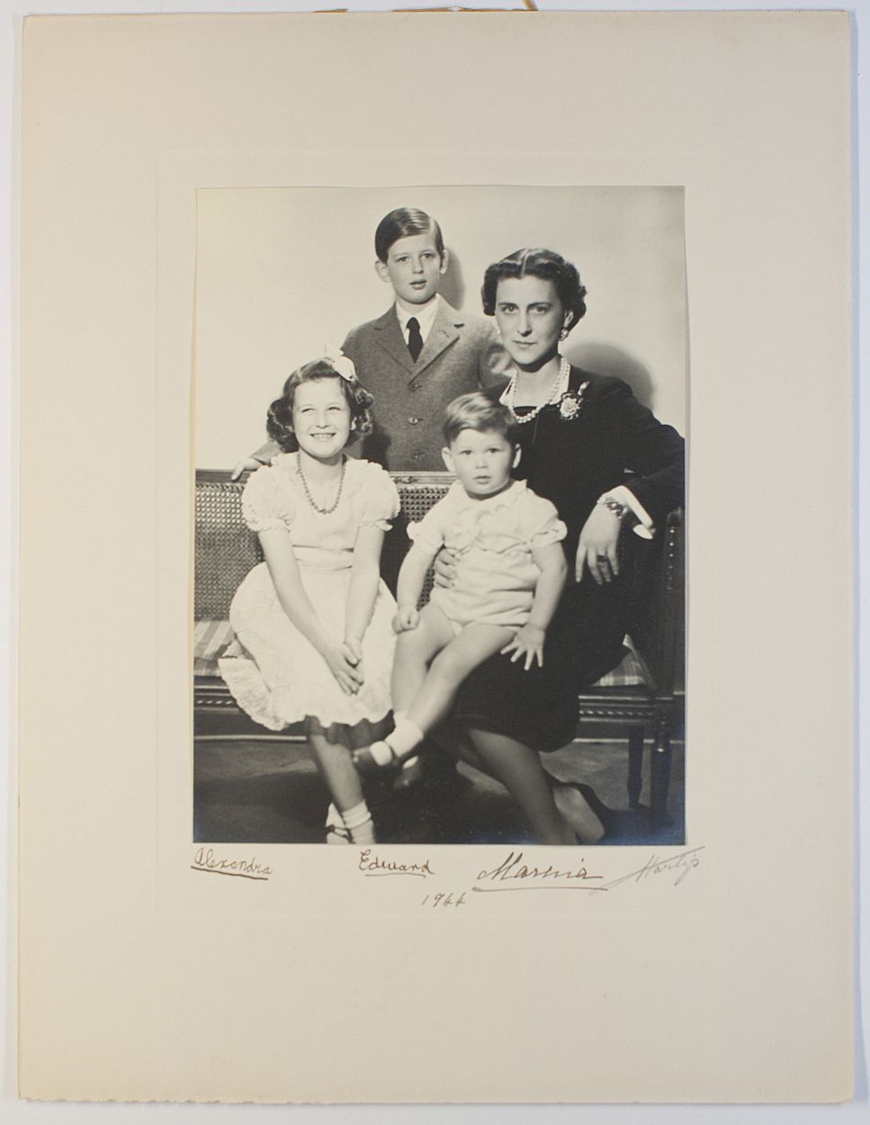 (Duchess of Kent, 1906-1969, Princess of Greece) & her children EDWARD (b. 1935, 2nd Duke of Kent) & ALEXANDRA (b. 1936, wife of Angus Ogilvy) — Sophie Dupré Autographs