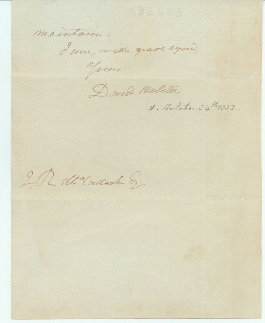 (Daniel, 1782-1852, American Lawyer and Statesman) — Sophie Dupré Autographs