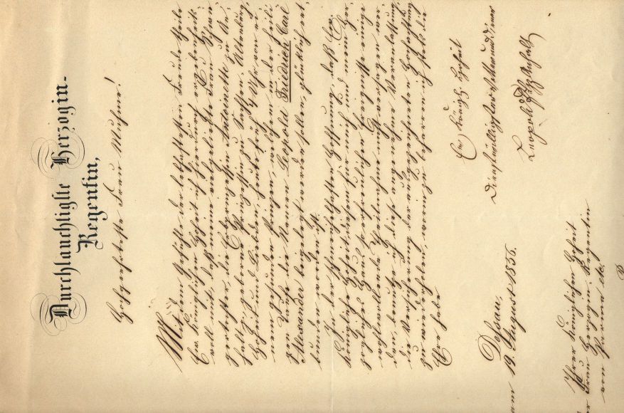 (Leopold IV, 1794-1871, from 1817 Prince of Anhalt-Dessau, from 1863 Duke of) — Sophie Dupré Autographs