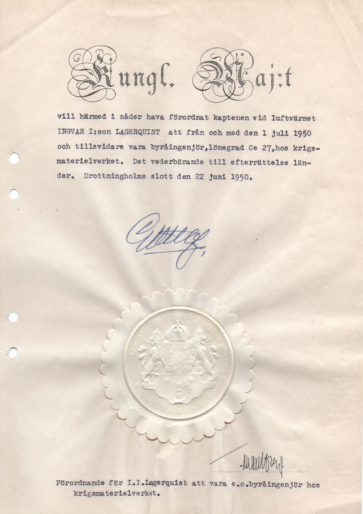(1858-1950, from 1907 King of Sweden) — Sophie Dupré Autographs