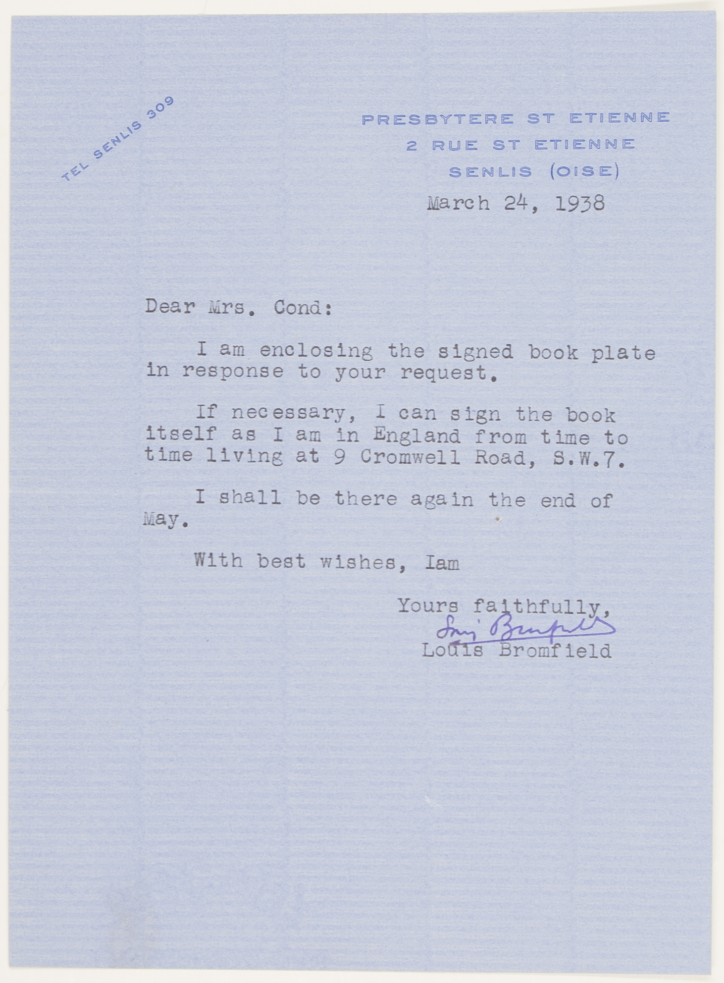 (Louis, 1896-1956, American Pulitzer Prize Winner) — Sophie Dupré Autographs