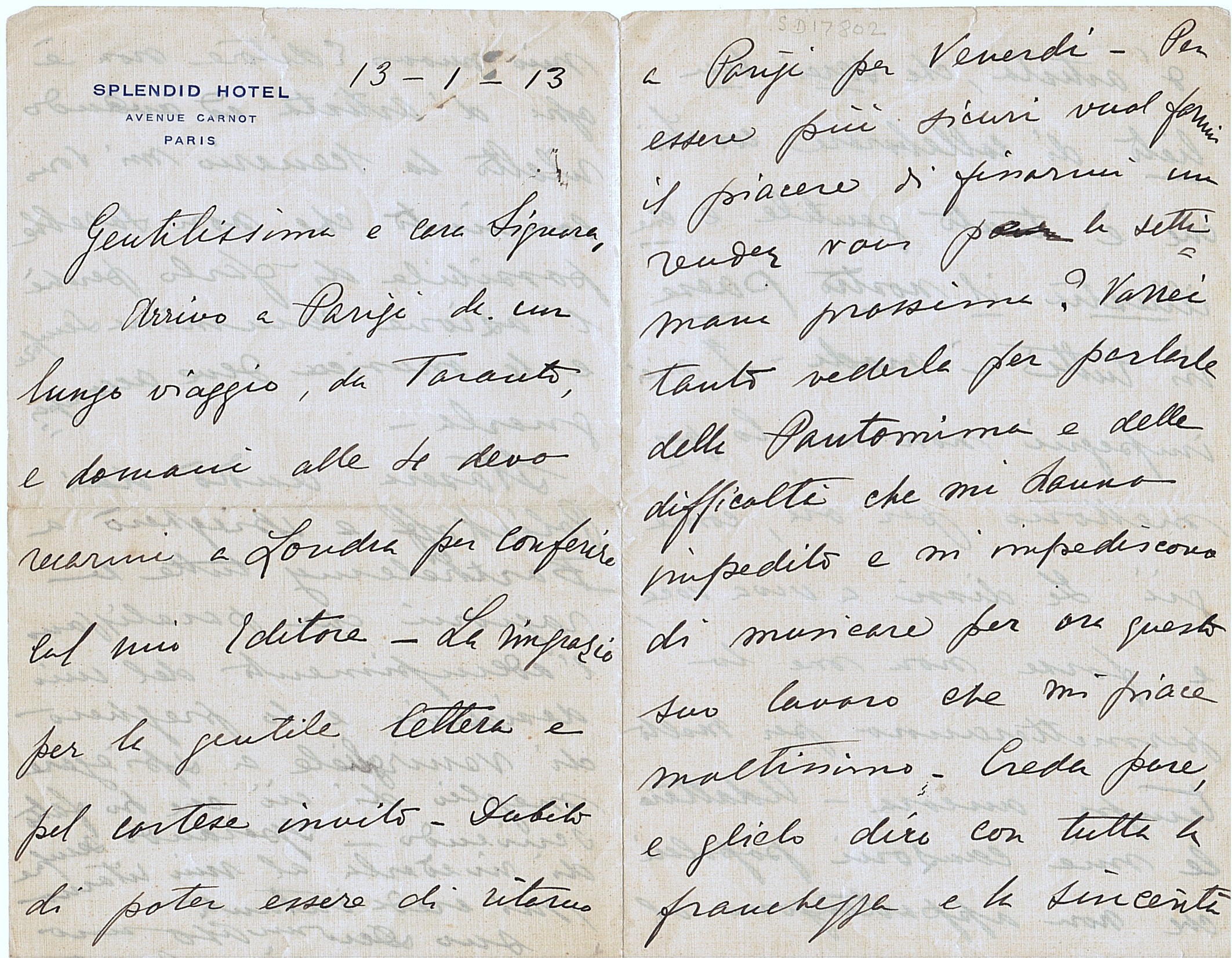 (Pasquale Mario, 1858-1933, Italian composer) — Sophie Dupré Autographs