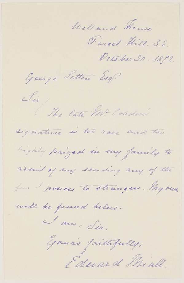 (Edward, 1809-1881, Nonconformist Divine and M.P., Commissioner for Education) — Sophie Dupré Autographs