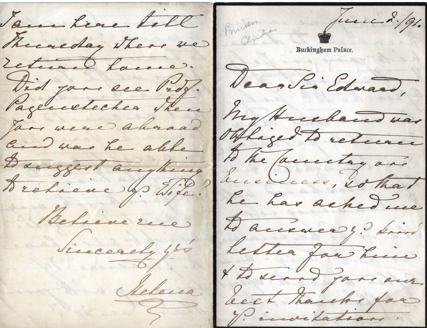 (Augusta Victoria, 1846-1923, wife of Prince Christian of Schleswig-Holstein, Princess, 3rd Daughter of Queen Victoria, founder of the Princess Christian Nursing Home) — Sophie Dupré Autographs