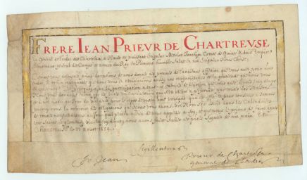 (Jean, 1589 or 1590-1675, of Langeac, from 1649 General of the Carthusian Order) — Sophie Dupré Autographs