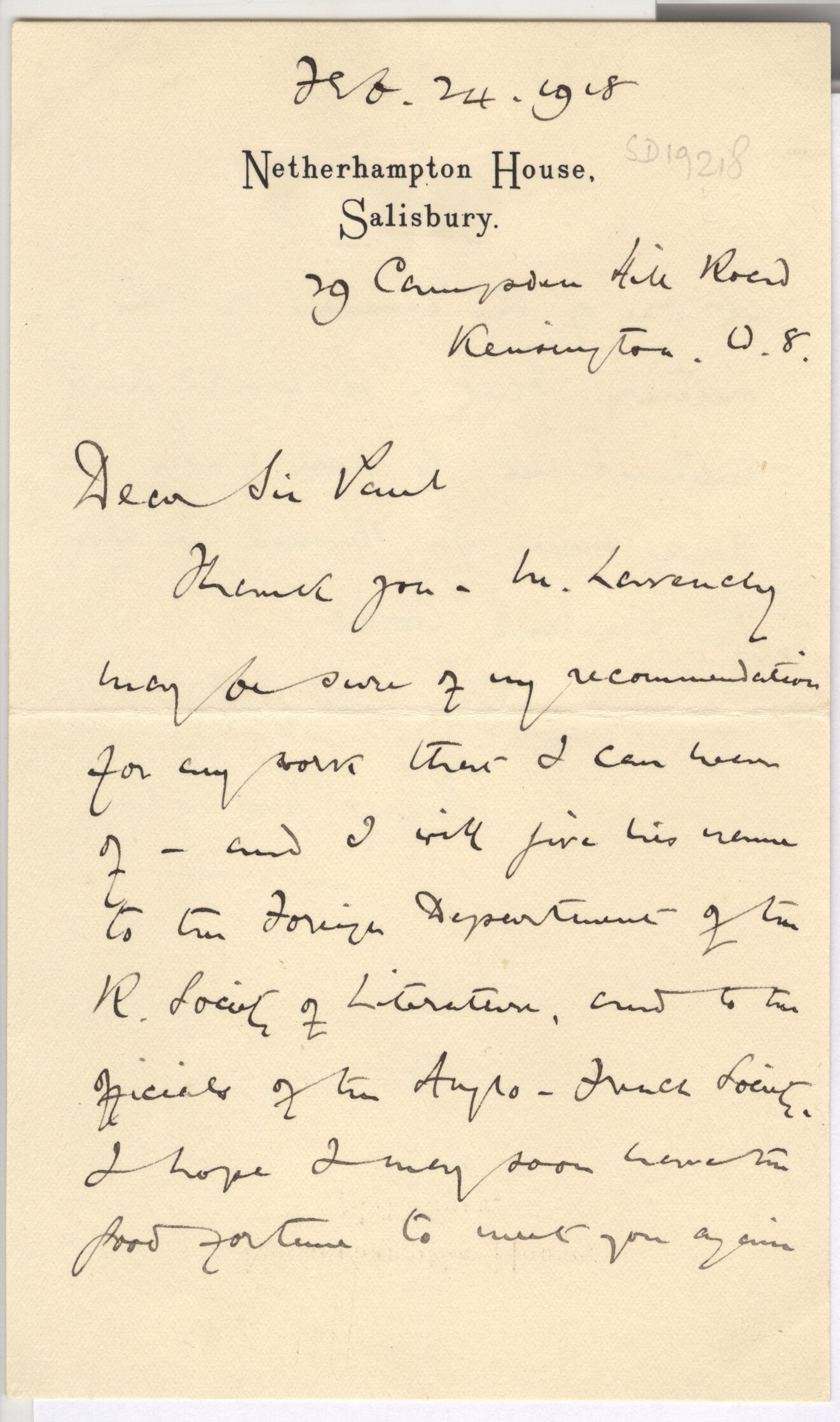 (Sir Henry John, 1862-1939, English Poet, Novelist and Historian) — Sophie Dupré Autographs