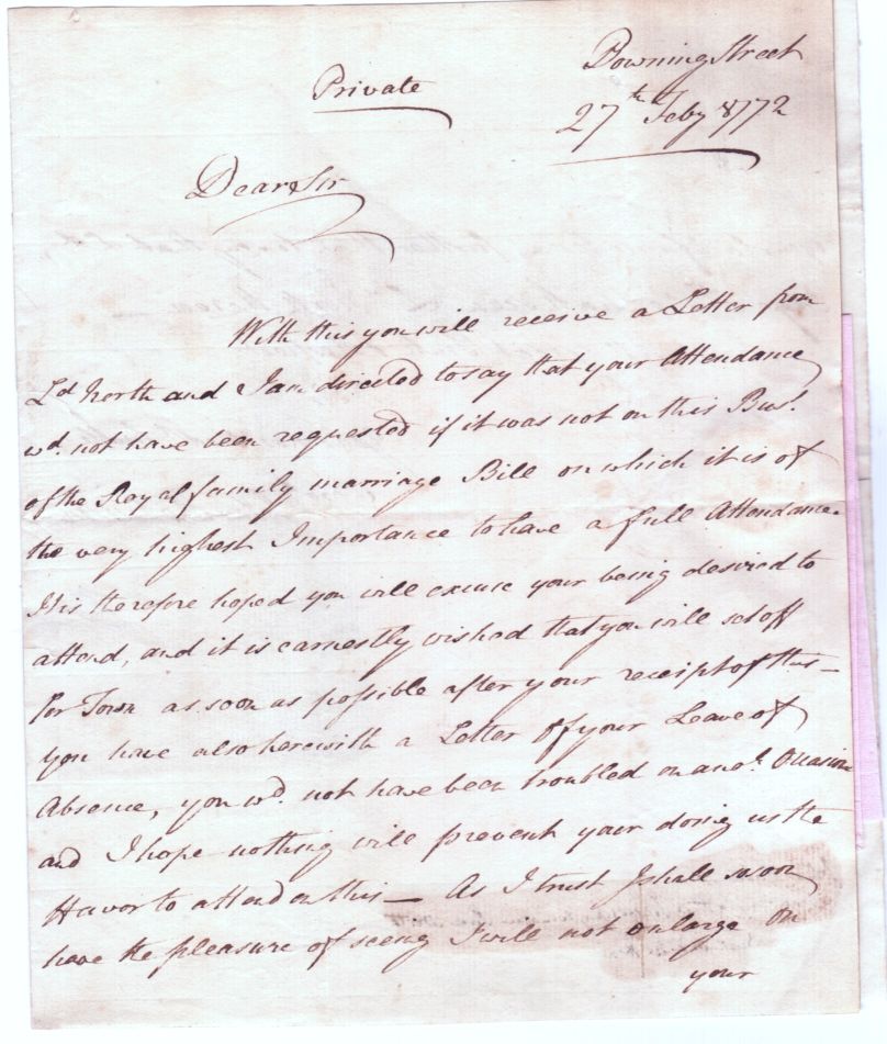 (John, 1727-1802, M.P., Secretary of the Treasury 1770-1782) — Sophie Dupré Autographs