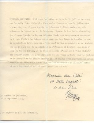(1858-1950, from 1907 King of Sweden) — Sophie Dupré Autographs