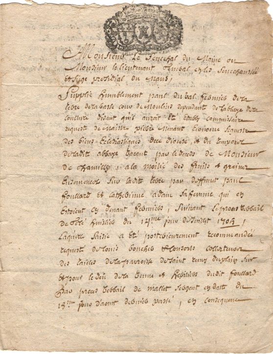 (Paul, tenant farmer of La Basse Cour de Moulins, parish of St. Rémy du Plain, Maine) — Sophie Dupré Autographs