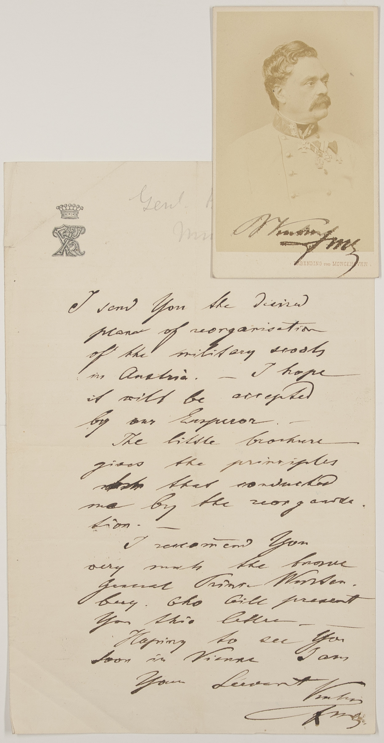 (Franz, 1817-1896, Austro-Hungarian Field Marshal, Minister of War 1868-1874, Baron) — Sophie Dupré Autographs