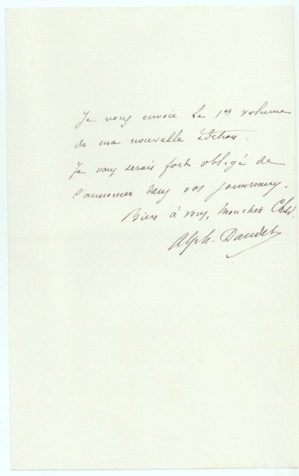 (Alphonse, 1840-1897, French novelist and playwright) — Sophie Dupré Autographs