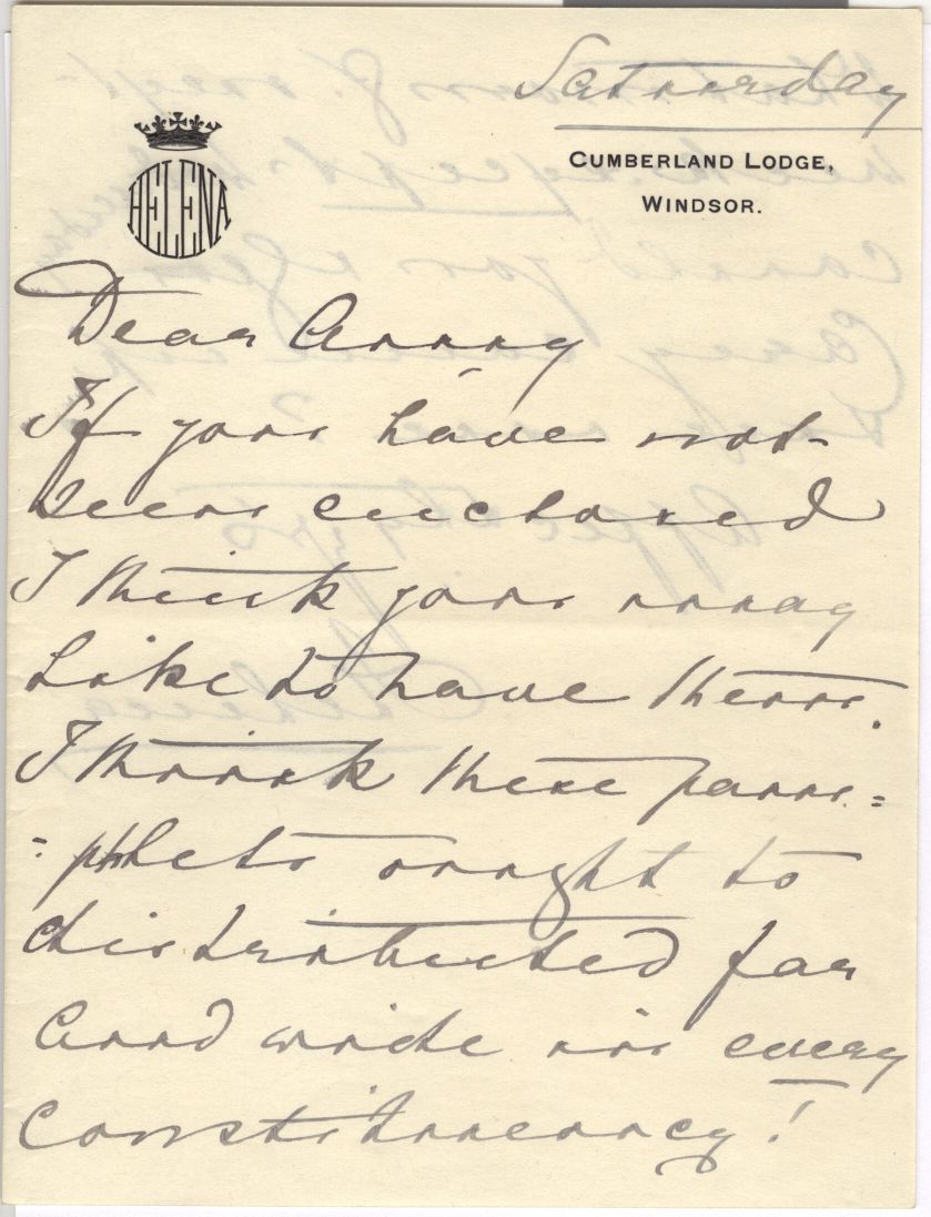 (Augusta Victoria, 1846-1923, wife of Prince Christian of Schleswig-Holstein, Princess, 3rd Daughter of Queen Victoria, founder of the Princess Christian Nursing Home) — Sophie Dupré Autographs