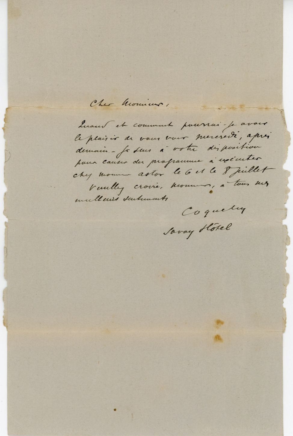 (Constant, 1841-1909, French Actor-Manager of the Porte-Saint-Martin for which he played his most famous role as Rostand's 'Cyrano de Bergerac') — Sophie Dupré Autographs