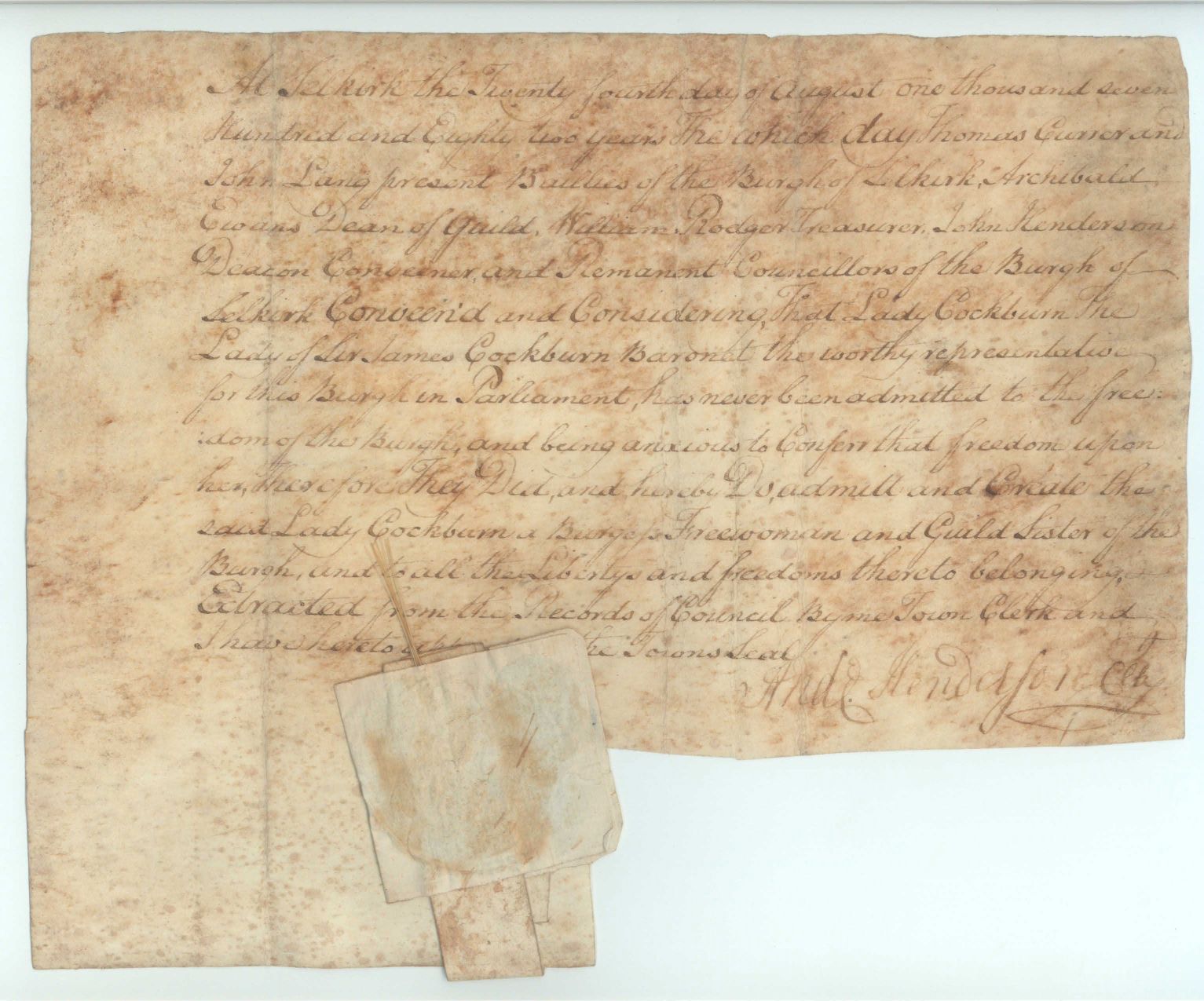 'Burgess Ticket' for Augusta Anne, 1748 or 1749-1837, — Sophie Dupré Autographs