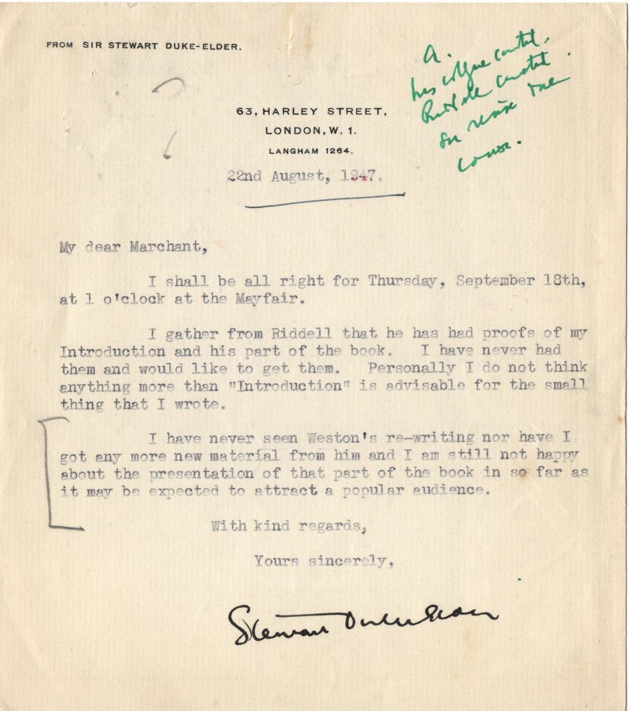 Group of 22 Typed Letter Signed or Autograph Letter Signed, addressed to the Revd Sir James Marchant, — Sophie Dupré Autographs