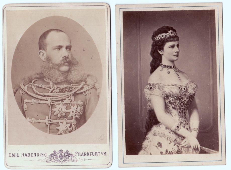 (1830-1916, Emperor of Austria, King of Hungary, his attack on Serbia in 1914 started World War I) & his wife ELISABETH (1838-1898, Empress of Austria, assassinated in 1898 by an Italian Maniac)] — Sophie Dupré Autographs