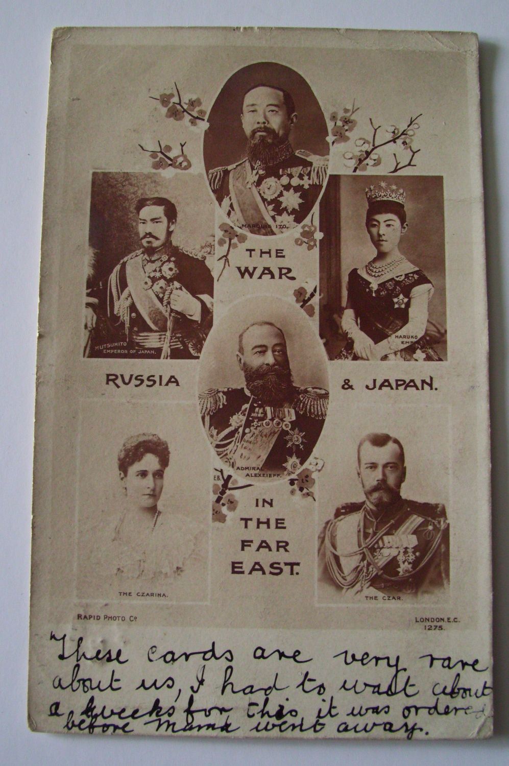(1868-1918, Tsar of Russia from 1894, Assassinated after the Revolution), Empress ALEXANDRA (1872-1918) with the Emperor & Empress of JAPAN] — Sophie Dupré Autographs