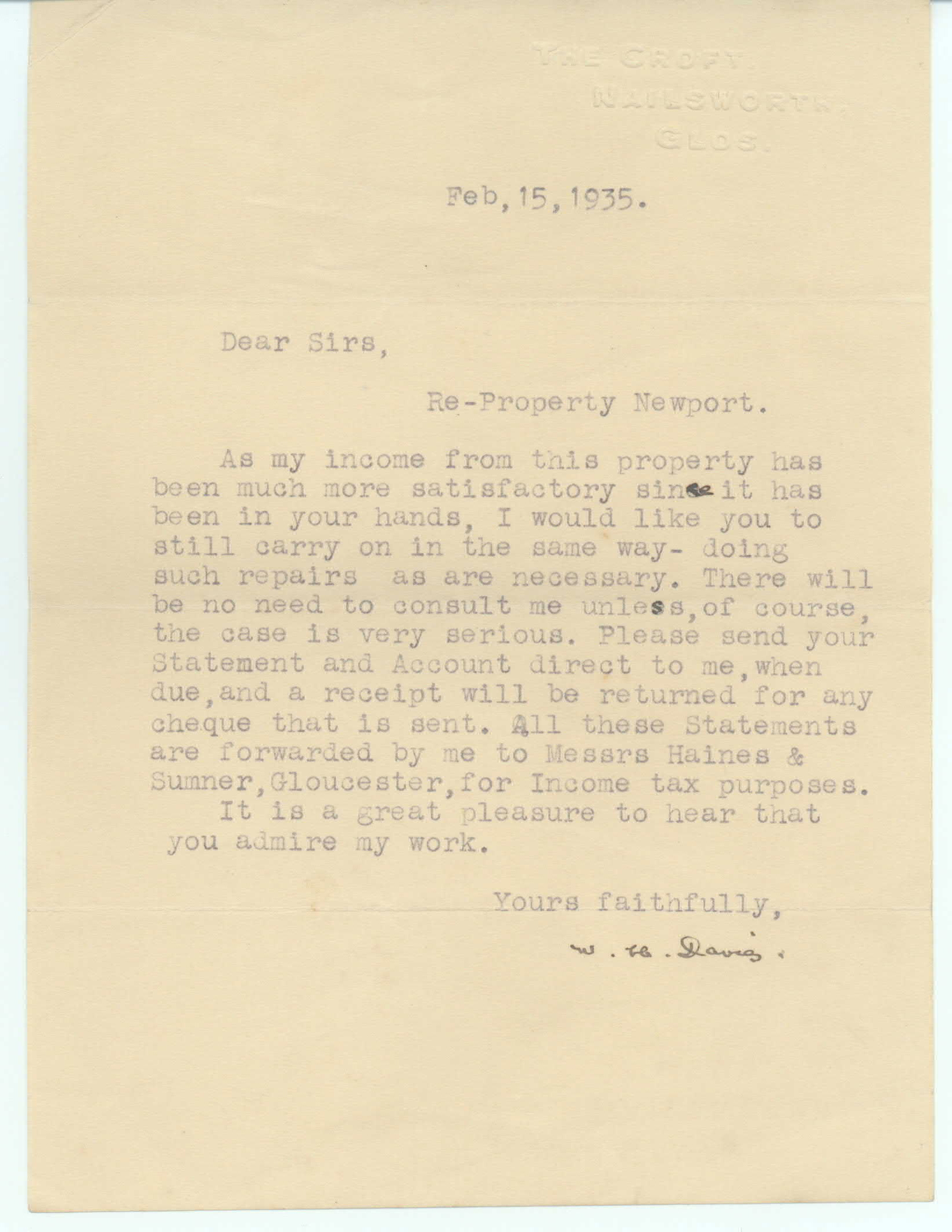 (William Henry, 1871-1940, Poet & Author) — Sophie Dupré Autographs