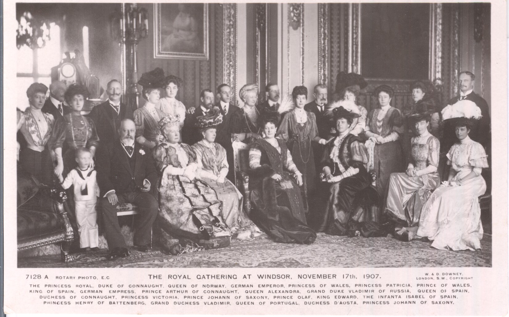 (1841-1910, King of Great Britain), his Queen ALEXANDRA (of Denmark, 1844-1925), and their daughter MAUD (1869-1938, Queen of Norway), together with Kaiser WILHELM II (1859-1941), his Empress AUGUSTA VICTORIA (1858-1921), King ALFONSO XIII of Spain (1886-1944) with his Queen VICTORIA EUGENIA (1887-1969) & MARIE AMELIA (1864-1951, Queen of Carlos I (1863-1909) from 1889 King of Portugal)] — Sophie Dupré Autographs