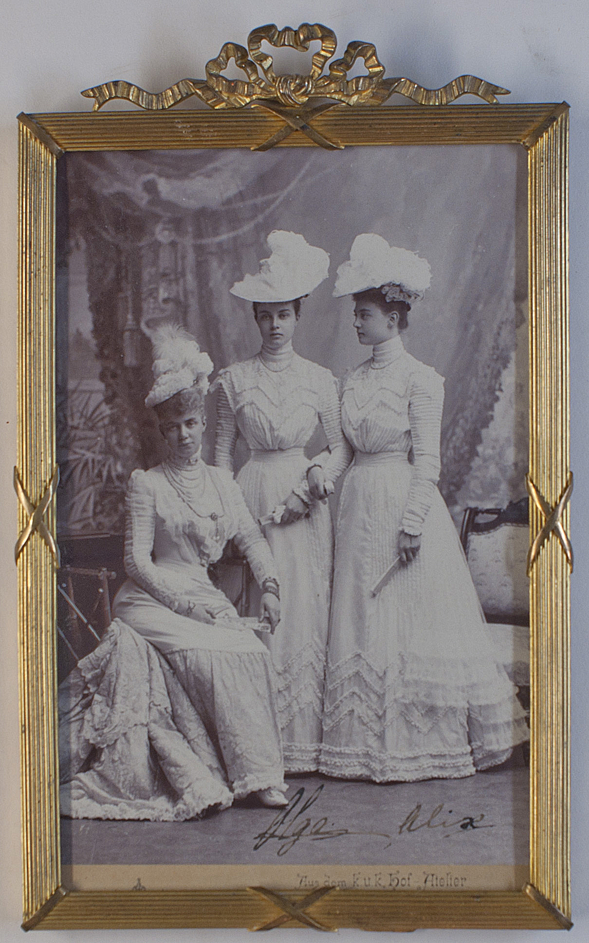 (Amelie Caroline Charlotte, 1853-1933, daughter of King Christian IX of Denmark, sister of Queen Alexandra) with her two youngest daughters OLGA (1884-1958) & ALEXANDRA (1882-1945) — Sophie Dupré Autographs