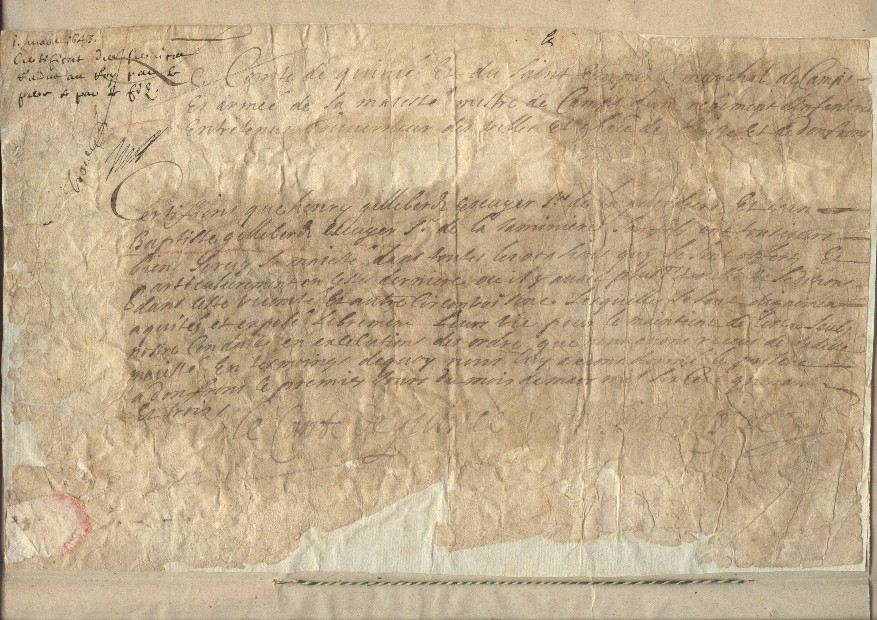 (Joachim, Count of Quincé, also of the Holy Roman Empire, Governor of Guize and Domfront in SW Normandy) — Sophie Dupré Autographs