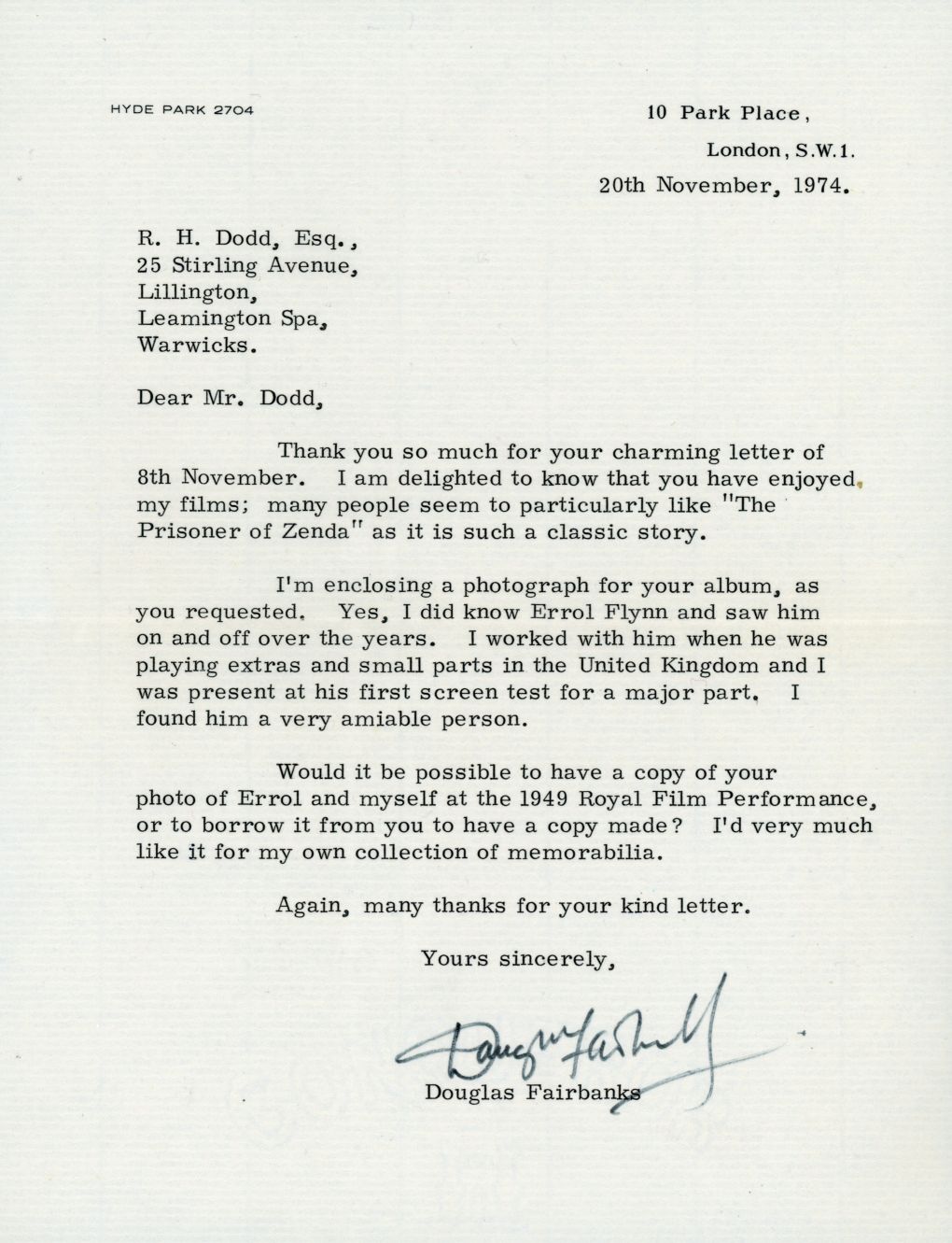 (Douglas, jr., 1909-2000, American Writer and Actor, Honorary Knight) — Sophie Dupré Autographs