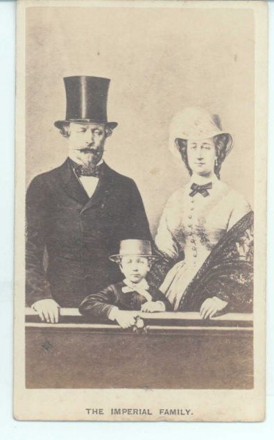 (Louis Napoleon Bonaparte, 1808-1873, Emperor of the French, Nephew of Napoleon I) with his wife EUGÉNIE (née Montijo, 1826-1920, wife of Emperor Napoleon III) & their son LOUIS (Eugene Jean Joseph, 1856-1879, Prince Imperial, killed while out with a reconnoitring party at Ulundi, Zululand)] — Sophie Dupré Autographs