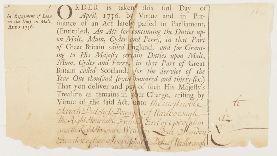 (Sarah, 1660-1744, née Jennings, favourite of Queen Anne, wife of John, 1st Duke) — Sophie Dupré Autographs