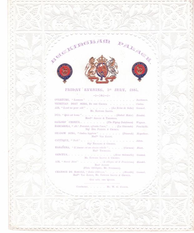 Fine programme for an evening concert at the Palace, — Sophie Dupré Autographs