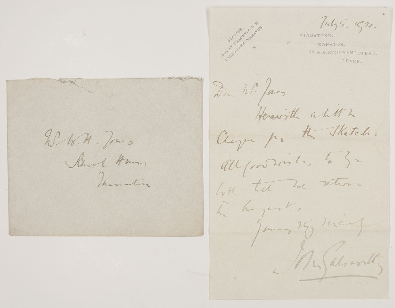 (John, 1867-1933, Author of 'The Forsyte Saga', Winner of the Nobel Prize for Literature) — Sophie Dupré Autographs