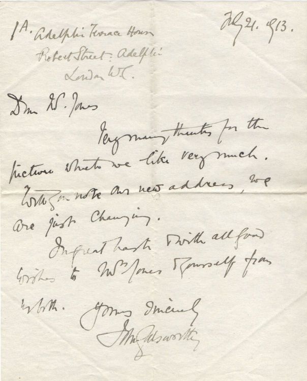(John, 1867-1933, Author of 'The Forsyte Saga', Winner of the Nobel Prize for Literature) — Sophie Dupré Autographs