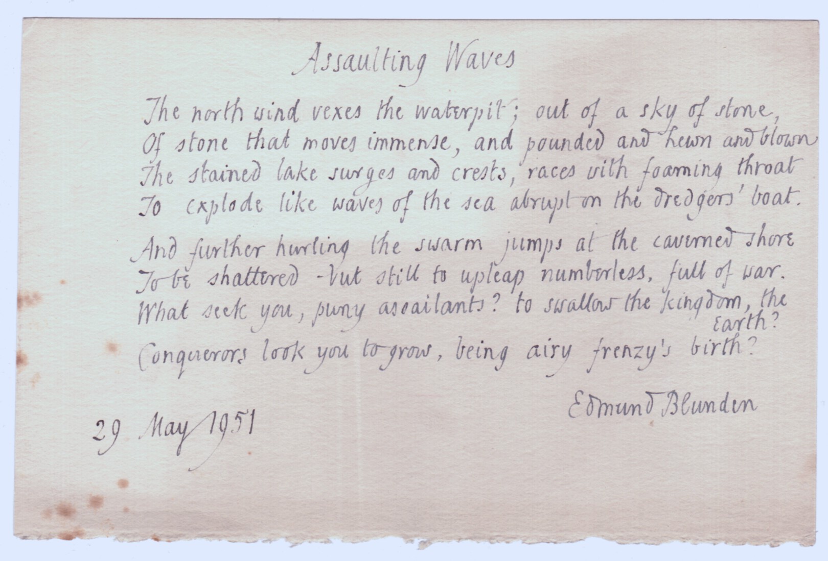 (Edmund, 1896-1974, Poet & Critic) — Sophie Dupré Autographs