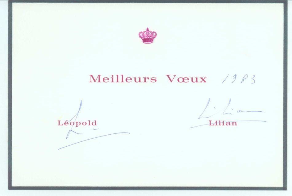 (King of the Belgians, b.1901-1983, abdicated in favour of eldest son in 1951) & his 2nd wife LILIAN (b. 1916 Princess of Belgium) — Sophie Dupré Autographs