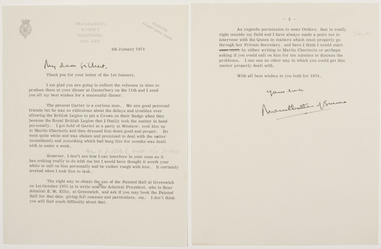 (Earl Louis, of Burma, 1900-1979, Admiral of the Fleet, Victoria's Great Grandson, last Viceroy of India) — Sophie Dupré Autographs