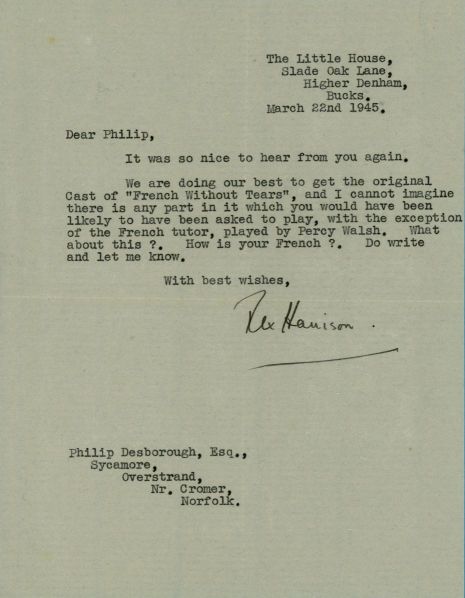 (Rex,  1908-1990, British Actor) — Sophie Dupré Autographs