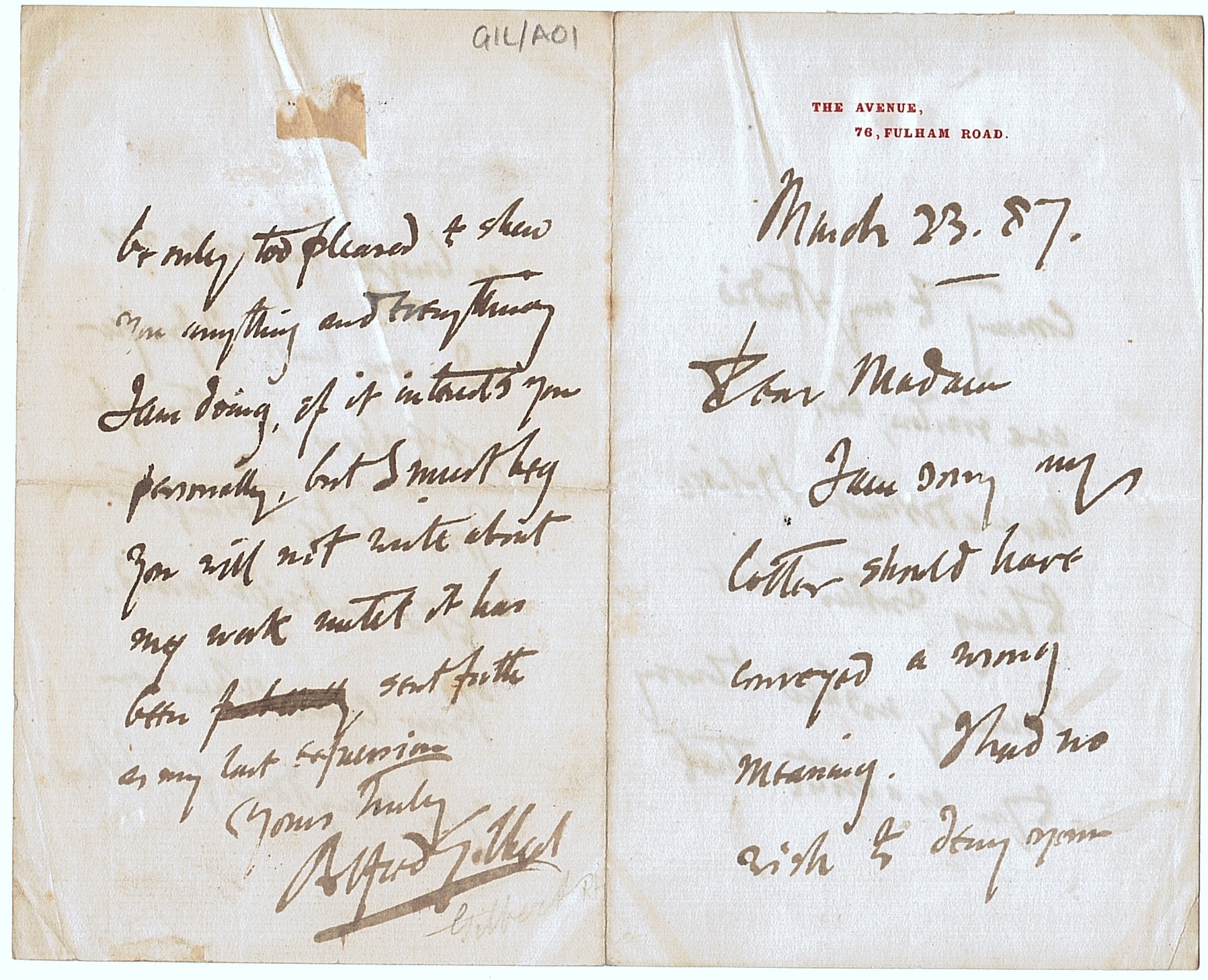 (Sir Alfred, 1854-1934, Sculptor of 'Eros' in Piccadilly Circus etc) — Sophie Dupré Autographs