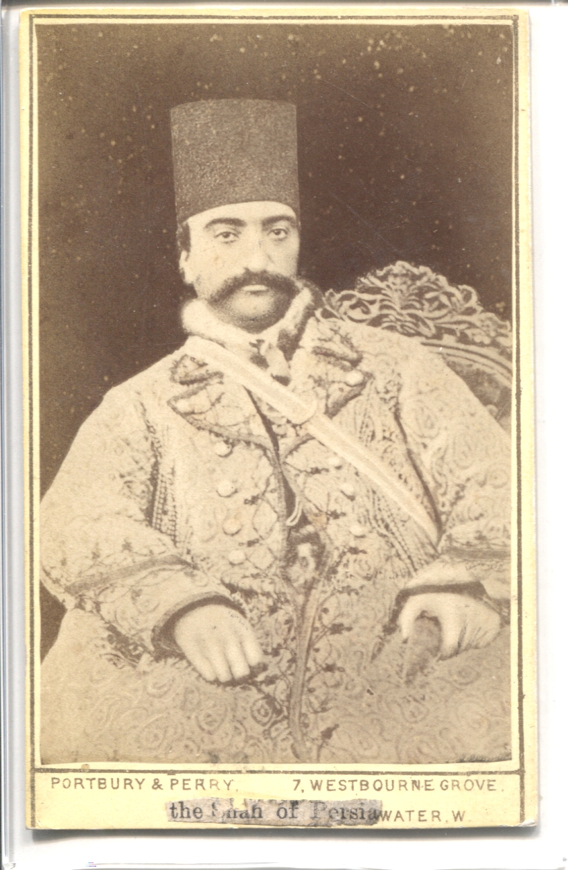 (1831-1896, Shah of Persia, 4th Ruler of the Qajar Dynasty,  ascended the Peacock Throne in 1848 at the age of eighteen and ruled as Shah-in-Shah until he was assassinated) — Sophie Dupré Autographs